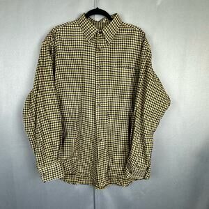 Men's Bullock & Jones Cotton Yellow Blue Small Check Plaid Button Up Shirt- XL